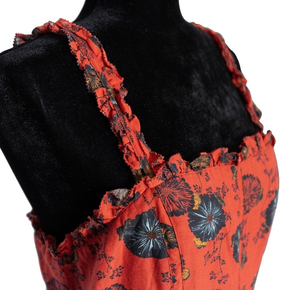 ULLA JOHNSON Adyna Sleeveless Midi Dress in Poppy Floral - Women's Size 10 - Picture 6 of 15